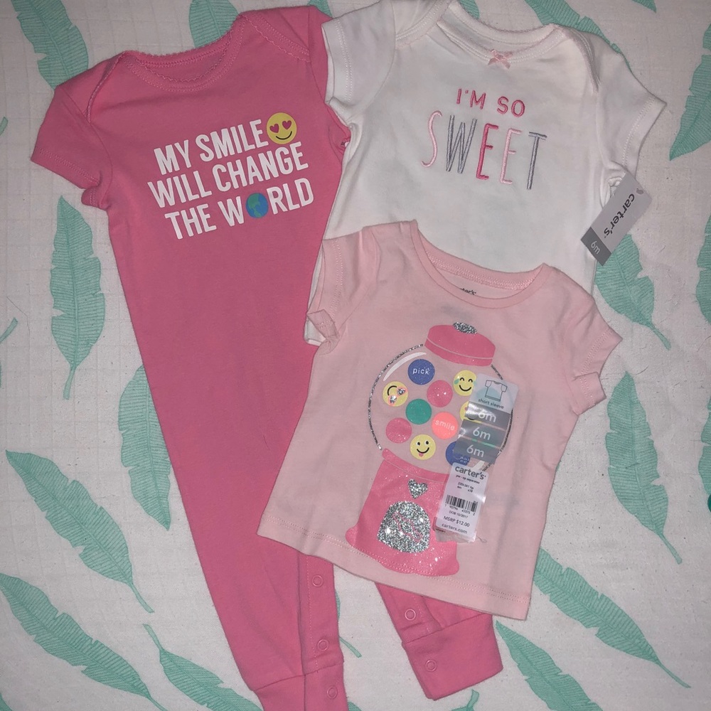 NWT Carters 6 month jumpsuit and 2 T-shirt’s girl